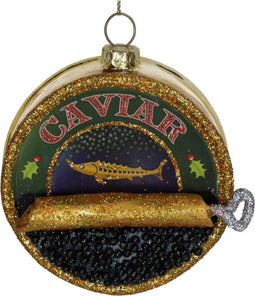 Ornament kerstbal kaviaar glas multi 8.9 cm