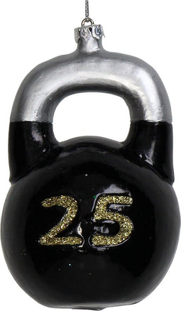 Ornament kerstbal Kettlebell Glas Zwart 10.2 cm