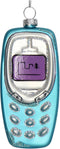 Ornament kerstbal Mobiele Telefoon Glas Blauw 11.4 cm