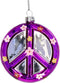Ornament kerstbal Peace Disk Glas Paars 9.9 cm
