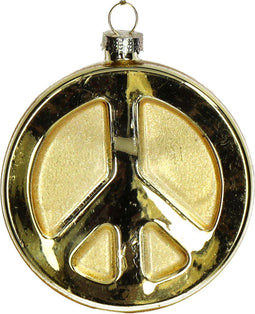 Ornament kerstbal Peace Sign Glas Goud 9.5 cm