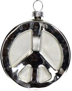 Ornament kerstbal Peace Sign Glas Zilver 9.5 cm
