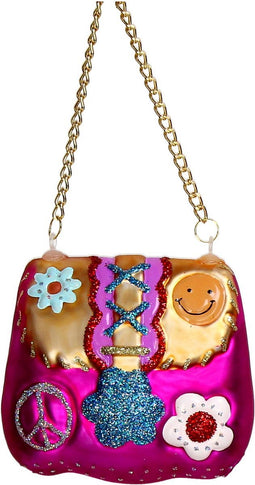 Ornament kerstbal Retro Tas Glas Roze 8.2 cm