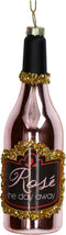 Ornament kerstbal Rozenfles Glas Roze 15.5 cm