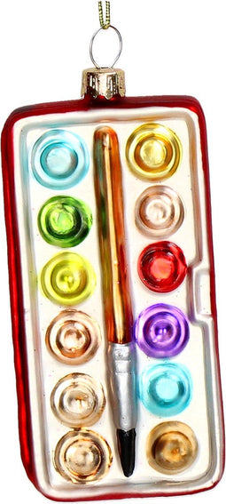 Ornament kerstbal schilderspalet glas Multi 10.9 cm