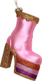Ornament kerstbal Schoen Glas Roze 10.2 cm
