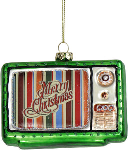 Ornament kerstbal Televisie Glas Groen 8.9 cm