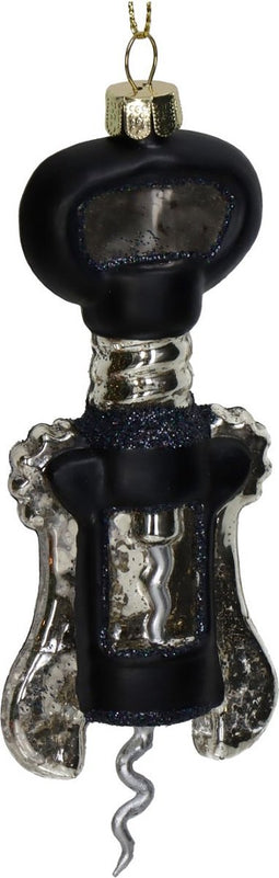 Ornament Kurkentrekker Glas Zwart 14cm