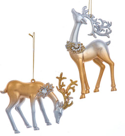 Ornament plastic goud-zilver bloem l13cm II