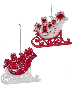 Ornament rood wit plastic h9 cm
