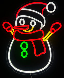 Neon Lamp - Sneeuwpop - Kerst - Dimbaar - Incl. Ophanghaakjes - Neon Sign - Neon Verlichting - Neon Led Lamp - Wandlamp