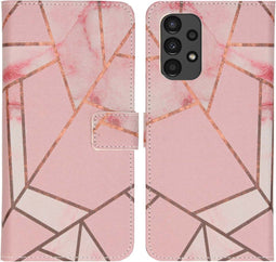 iMoshion Hoesje Geschikt voor Samsung Galaxy A13 (4G) Hoesje Met Pasjeshouder - iMoshion Design Softcase Bookcase - Roze / Pink Graphic