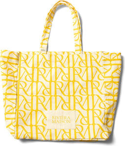 Riviera Maison Katoen en draagtas, Stevige Schoudertas met RM print - RM Monogram Tote Bag - Geel - Katoen