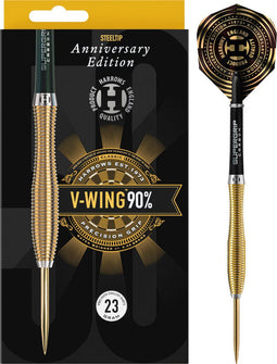 Harrows V-Wing - Steeltip dartpijl 90% Tungsten 21 g - Goud/Zilver (3 stuks)