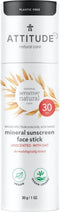 Attitude - Sensitive Face Stick Mineral Sunscreen SPF30 Oat Geurloos - 20gr.