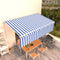vidaXL - Luifel - handmatig - uittrekbaar - met - rolgordijn - 5x3 - m - blauw - en - wit