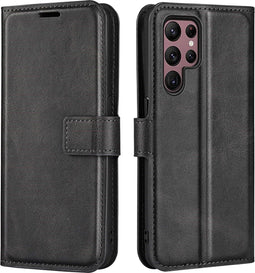 Lunso - Geschikt voor Samsung Galaxy S23 Ultra - cover bookcase hoes - Zwart