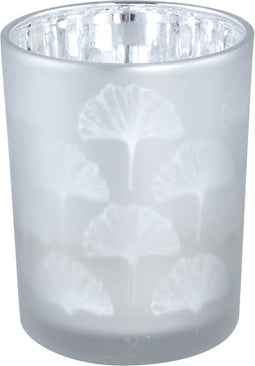 PTMD Mexxy White Matt Glass Tealight Ginkgo Leaf L