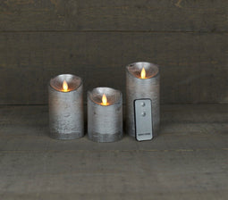 Anna's collection - Batterijverlichting 3 stuks kaars wax rustiek bewegende vlam 7,5 x 10/12,5/15...