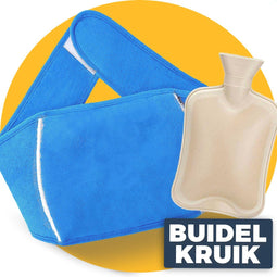 Buidel kruik Blauw - met hoes - 1 liter - Pasper warmwaterkruik - menstruatie pijnverlichting warmteband - kruikzak