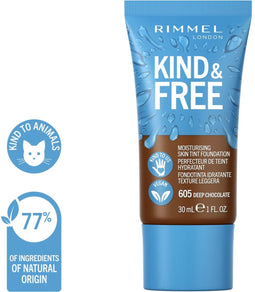 Rimmel London KIND & FREE - Vegan Foundation - Hydrateert en perfectioneert - 605 Deep Chocolate