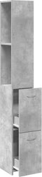 vidaXL - Badkamerkast - 25x25x170 - cm - bewerkt - hout - betongrijs