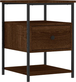 vidaXL - Nachtkastje - 40x42x56 - cm - bewerkt - hout - bruin - eikenkleur