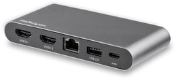 Startech.com DK30C2HAGPD - USB-C Mini Dock - 2x 4K HDMI 85W PD 2x USB 3.2 RJ45 Gigabit Ethernet - Grijs Zwart