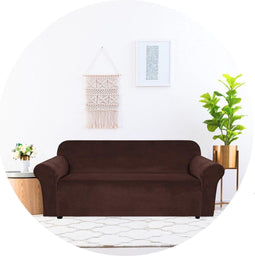 Hilvard - Bankhoes 3 zitsbanken - Velvet - Donkerbruin - (185 - 230 cm)