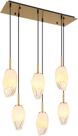 Globo Barcley - hanglamp - 6 lichtpunten - messing - glas - E14 - 15787-6H