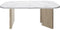 Ovale salontafel - QUARTZ - Wit marmereffect - Dikke eikenhouten poten - 105 x 58 x 39 cm - DIAGONE