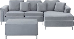 OSLO - Hoekbank met ottomaan - Grijs - Linkerzijde - 270 cm - Fluweel
