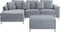 OSLO - Hoekbank met ottomaan - Grijs - Rechterzijde - 270 cm - Fluweel