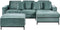 OSLO - Hoekbank met ottomaan - Groenblauw - Linkerzijde - Fluweel