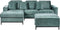 OSLO - Hoekbank met ottomaan - Groenblauw - Rechtszijdig - Fluweel