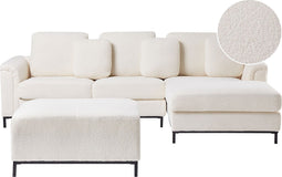 OSLO - Hoekbank met ottomaan - Wit - Linkerzijde - Bouclé