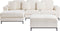 OSLO - Hoekbank met ottomaan - Wit - Rechterzijde - Bouclé