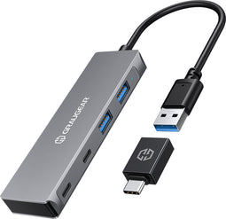 Graugear G-HUB2A2C-AC - USB 3.2 Gen 1 Hub 4 Poorten - Aluminium Zilver