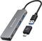 Graugear G-HUB2A2C-AC - USB 3.2 Gen 1 Hub 4 Poorten - Aluminium Zilver