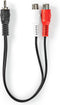 Nedis Subwoofer-Kabel - RCA Male - 2x RCA Female - Vernikkeld - 0.20 m - Rond - 5.0 x 2.5 mm - Zwart - Polybag