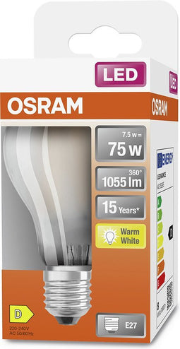 OSRAM 4058075115910 LED-lamp Energielabel D (A - G) E27 Peer 8 W = 75 W Warmwit (Ø x l) 60 mm x 105 mm 1 stuk(s)