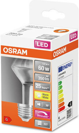 OSRAM 4058075126008 LED-lamp Energielabel G (A - G) E27 Reflector 5.9 W = 60 W Warmwit (Ø x l) 63 mm x 102 mm 1 stuk(s)