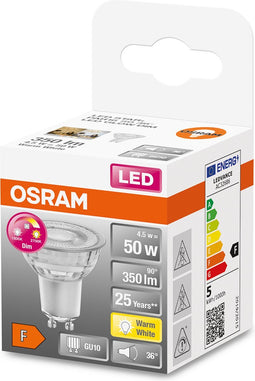 OSRAM 4058075433366 LED-lamp Energielabel F (A - G) GU10 Reflector 4.5 W Warmwit (Ø x l) 50 mm x 54 mm 1 stuk(s)