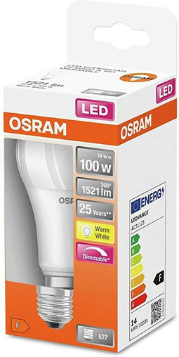OSRAM 4058075433823 LED-lamp Energielabel F (A - G) E27 Peer 14 W = 100 W Warmwit (Ø x l) 60 mm x 115 mm 1 stuk(s)
