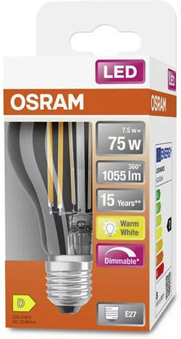 OSRAM 4058075436886 LED-lamp Energielabel D (A - G) E27 Peer 7.8 W = 75 W Warmwit (Ø x l) 60 mm x 104 mm 1 stuk(s)