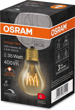 OSRAM 4058075761452 LED-lamp Energielabel G (A - G) E27 Peer 4.8 W = 35 W Warmwit (Ø x h) 60 mm x 60 mm 1 stuk(s)