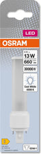 OSRAM DULUX D LED EM & AC MAINS / LED buis: G24d-1, Lengte: 148 mm, 6 W, 13 W vervanger voor, mat, Cool White, 4- K