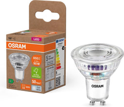 OSRAM Energieklasse LED-reflectorlamp PAR16 met 4,7 W, 850 lm, koud wit (4000 K) gemaakt van loodvrij glas met GU10 voet in energie-efficiëntieklasse A, 50 mm diameter, IP20.