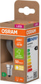 OSRAM Energy Class LED-lamp in klassieke minibolvorm, 3,8 W / 806 lm, EEK A, warm wit licht (2700 K), CRI 80, gemaakt van helder gekleurd loodvrij glas, E14 fitting, IP20, 45 mm diameter.