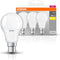 OSRAM LED-base Classic A, in zuigervorm met B22D-socket, niet dimbaar, vervangt 6- watt, mat, warm wit - 27- Kelvin, 3-pack
